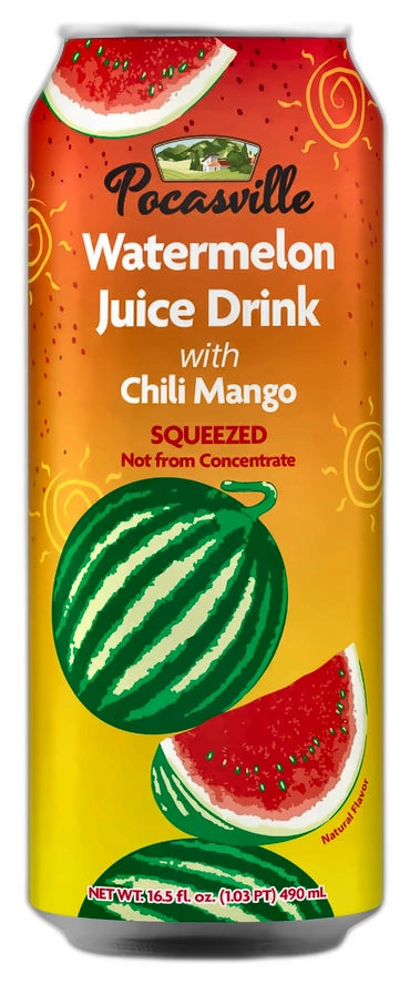 Bebida de jugo de sandía Pocaville con mango y chile