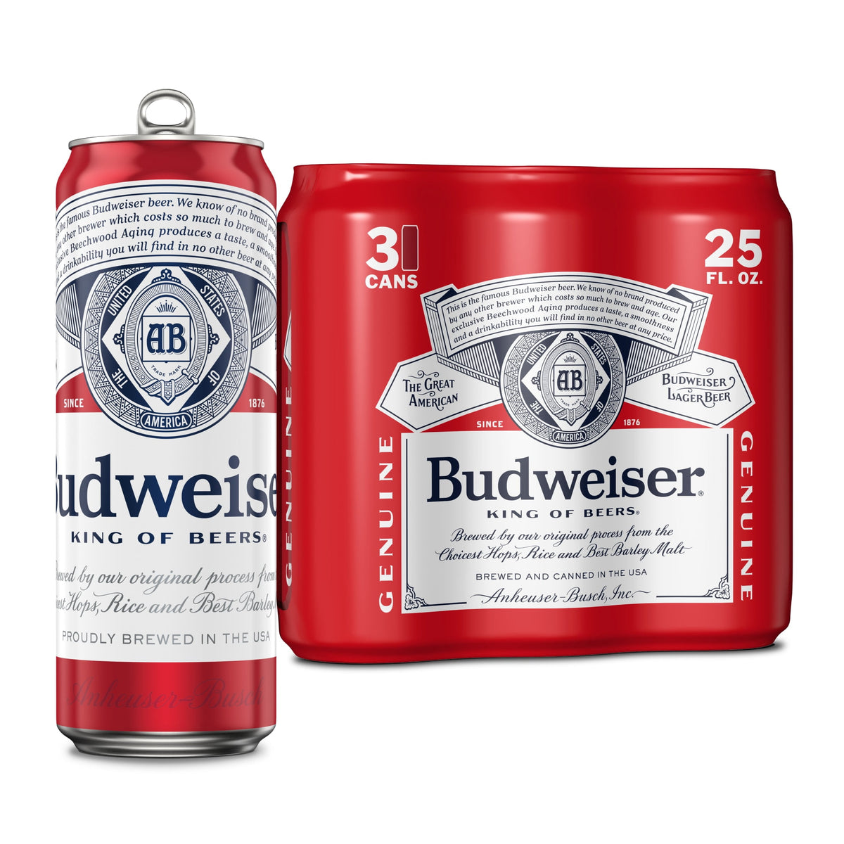 Paquete de 3 latas de Budweiser de 25 oz