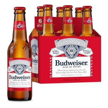Paquete de 6 botellas de Budweiser de 12 oz